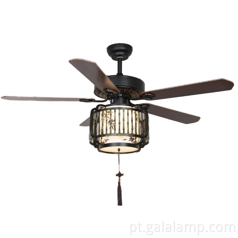 Lâmpada de ventilador de teto chinês vintage para salas de vida e jantar